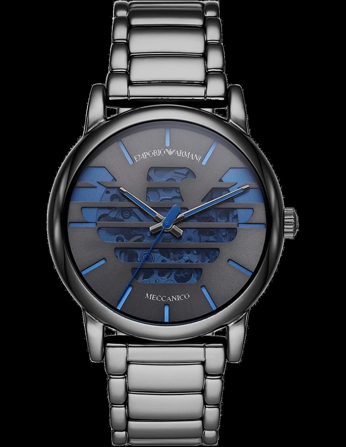 Emporio Armani AR60029 Blue Skeleton Dial Mechanical Watch