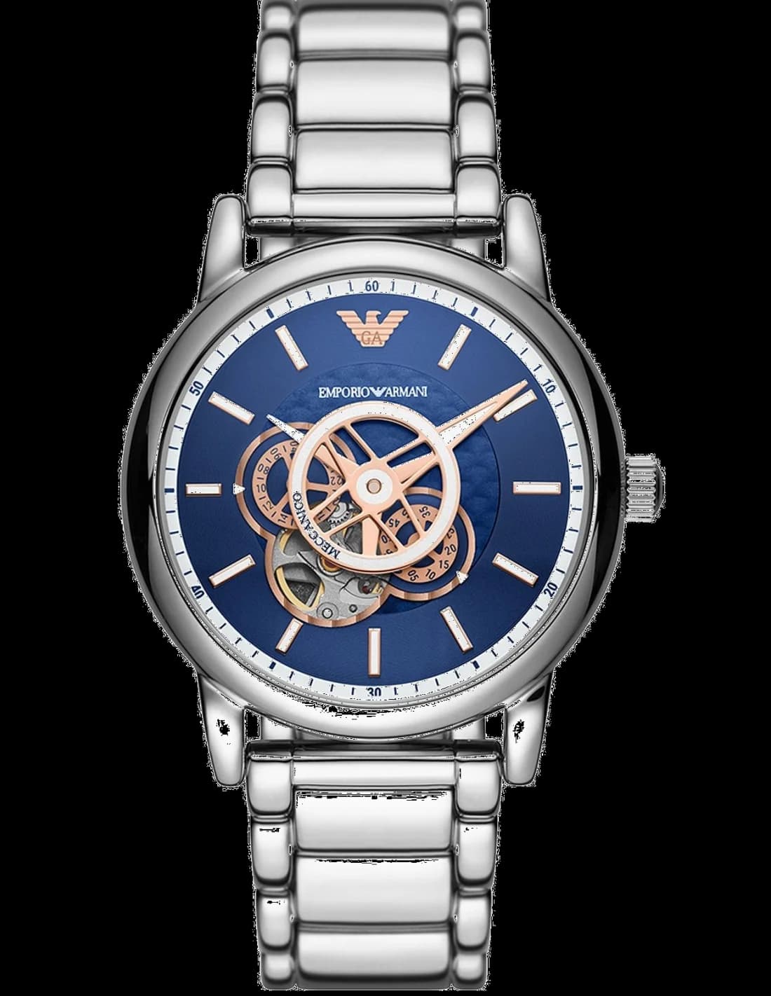 Emporio Armani AR60036 Automatic Blue Dial and Leather Strap Watch
