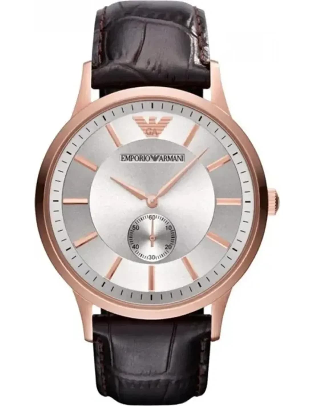Montre Emporio Armani AR9101 en Acier Argenté et Cuir Marron