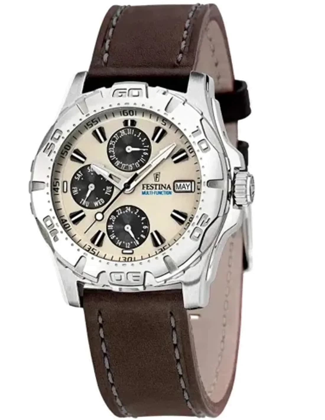 Montre Festina F16243/A Multifonction en Acier avec Bracelet Cuir