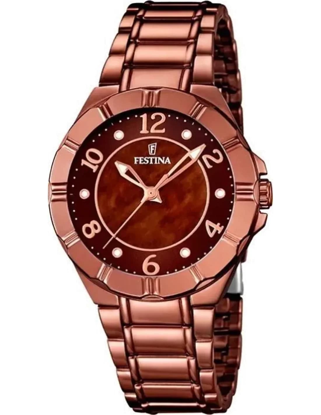 Women's Watch Festina F16729/1 in Rose Gold Stainless Steel with Brown Dial