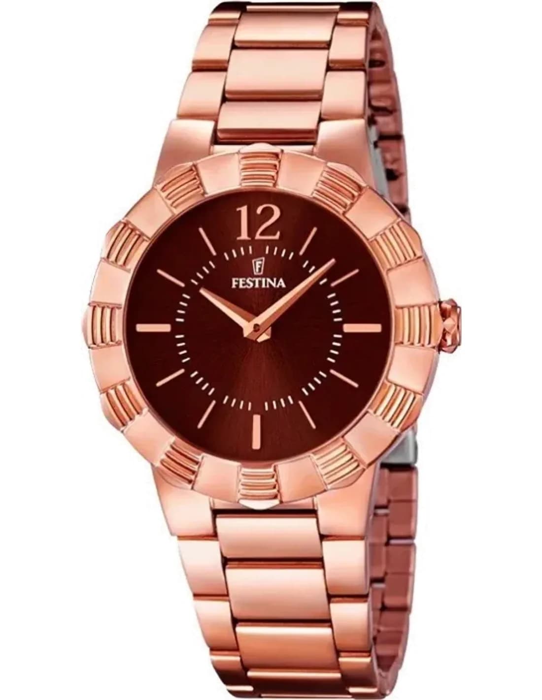 Festina F16733/2 Watch in Rose Gold Steel and Brown Dial