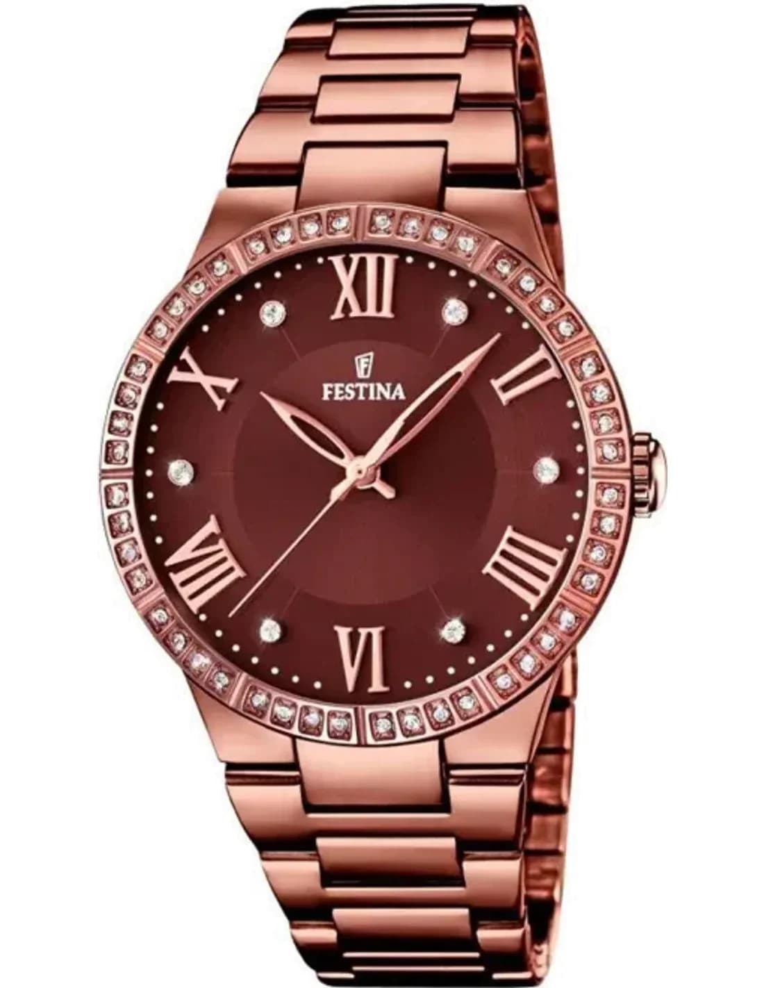 Festina F16801/1 Bronze and Brown Watch with Strass-Set Dial