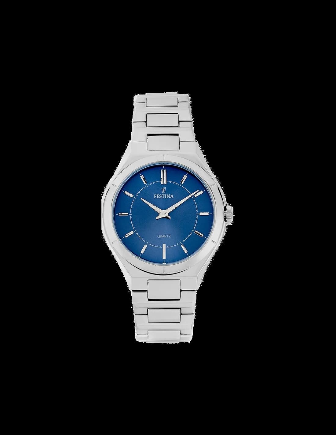 Montre Festina F20244/2 Cadran Bleu Soleillé et Bracelet Cuir Noir