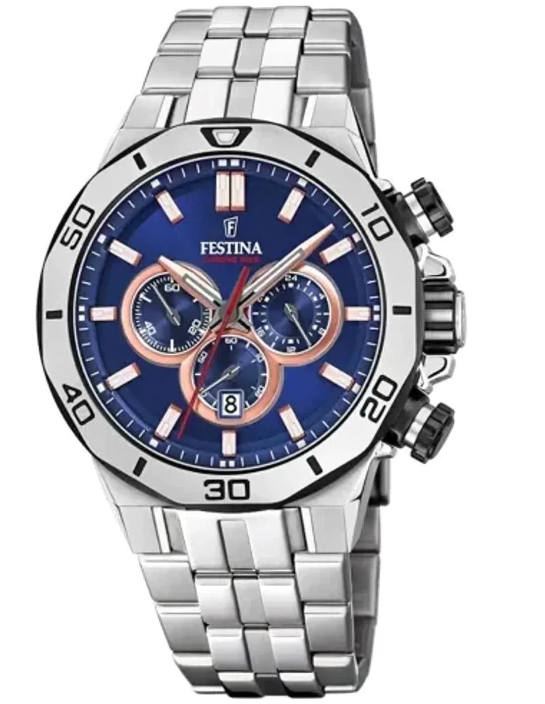 Montre Festina F20448/1 Chronographe en Acier avec Cadran Bleu