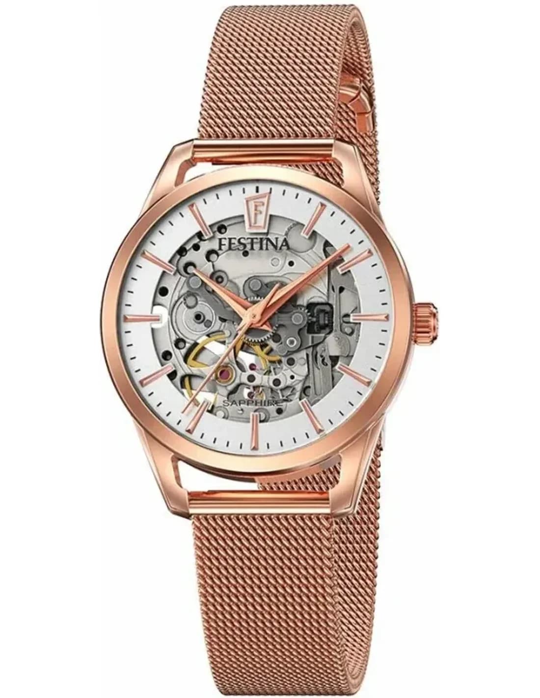 Montre Festina F20539/1 Skeleton Automatic en Acier Rose Gold