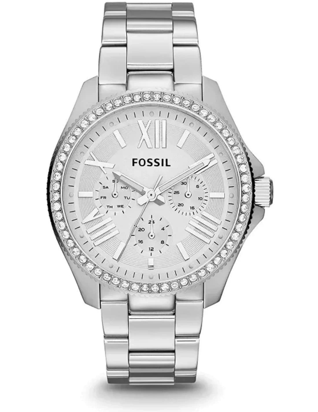 Montre Femme Fossil AM4481 Argentée avec Strass et Bracelet Acier