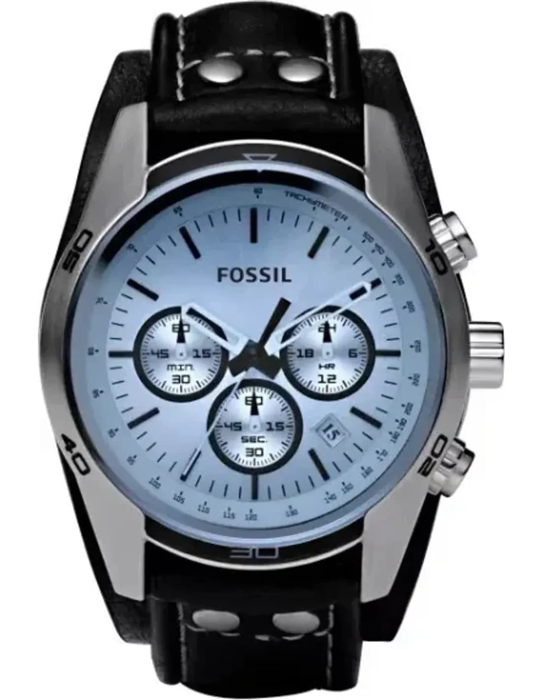 Fossil CH2564 Coachman Force Leather Strap Blue Dial Stopwatch Watch
