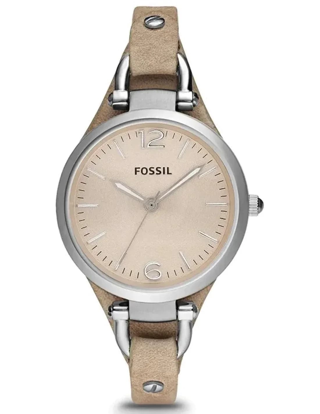 Women's Watch Fossil ES2830 with thin cream leather strap