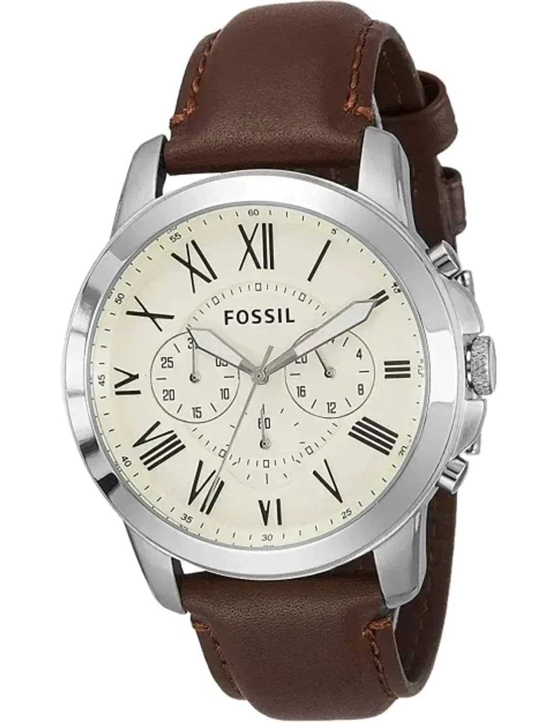 Montre Fossil FS4735 Grant en Cuir de Veau et Cadran à Trois Compteurs