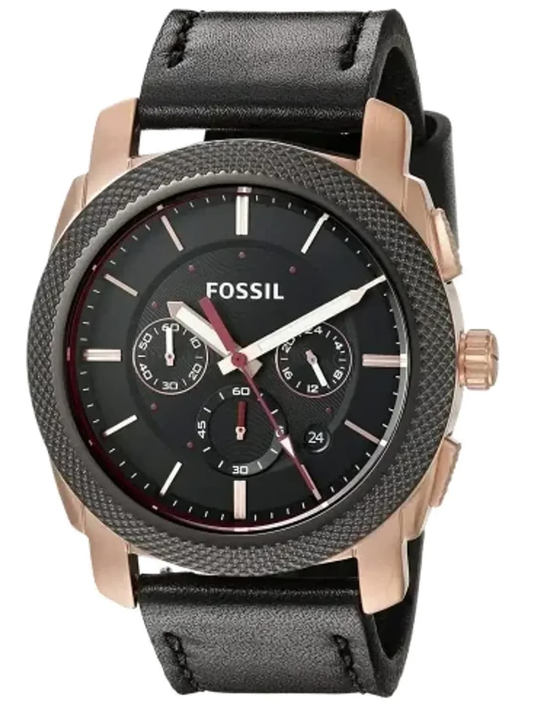 Fossil Men's Watch Machine FS5120 black leather strap