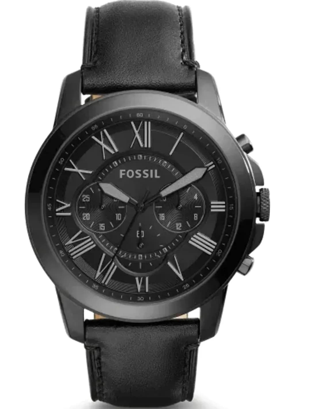 Montre Fossil FS5132 Chronographe Gant bracelet en cuir noir