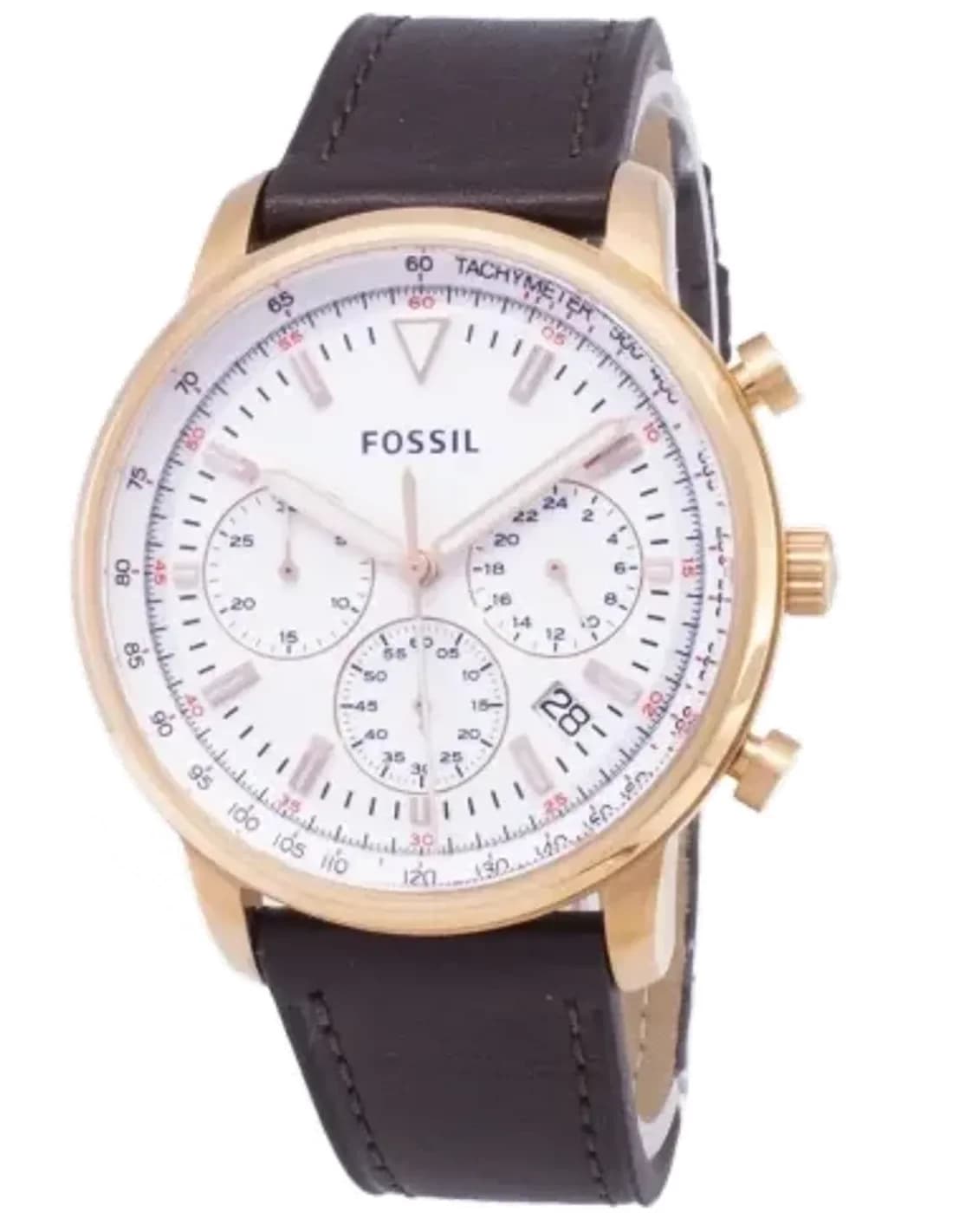 Montre Fossil FS5415 Goodwin Chronographe Cadran Noir et Cuir Marron