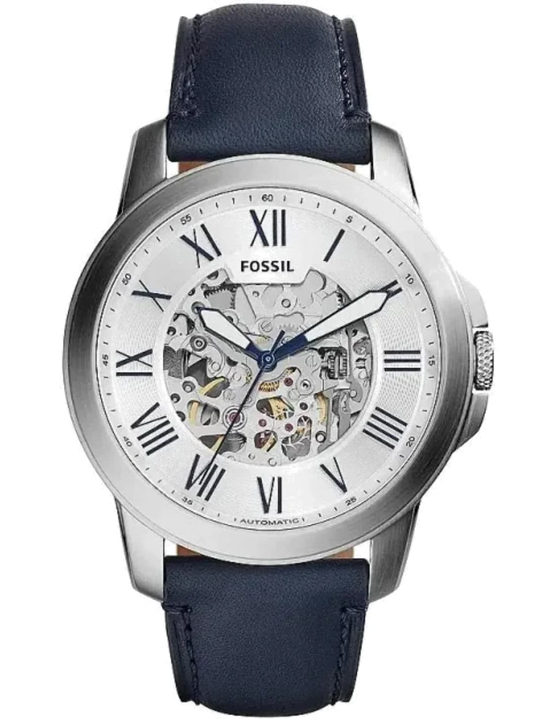 Fossil ME3111 Automatic Stainless Steel and Blue Leather Watch
