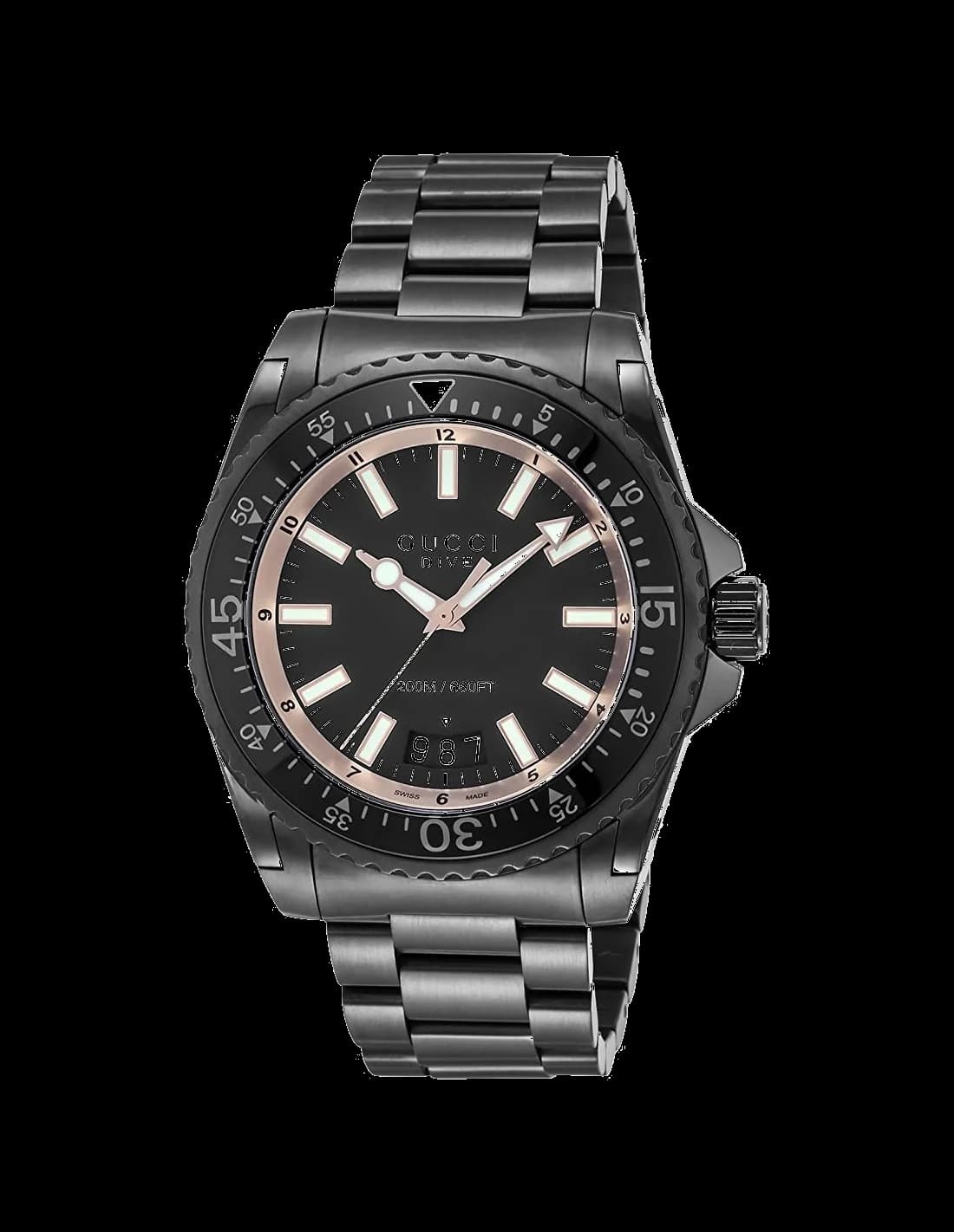 Montre Homme Gucci Dive YA136213 bracelet en acier inoxydable noir