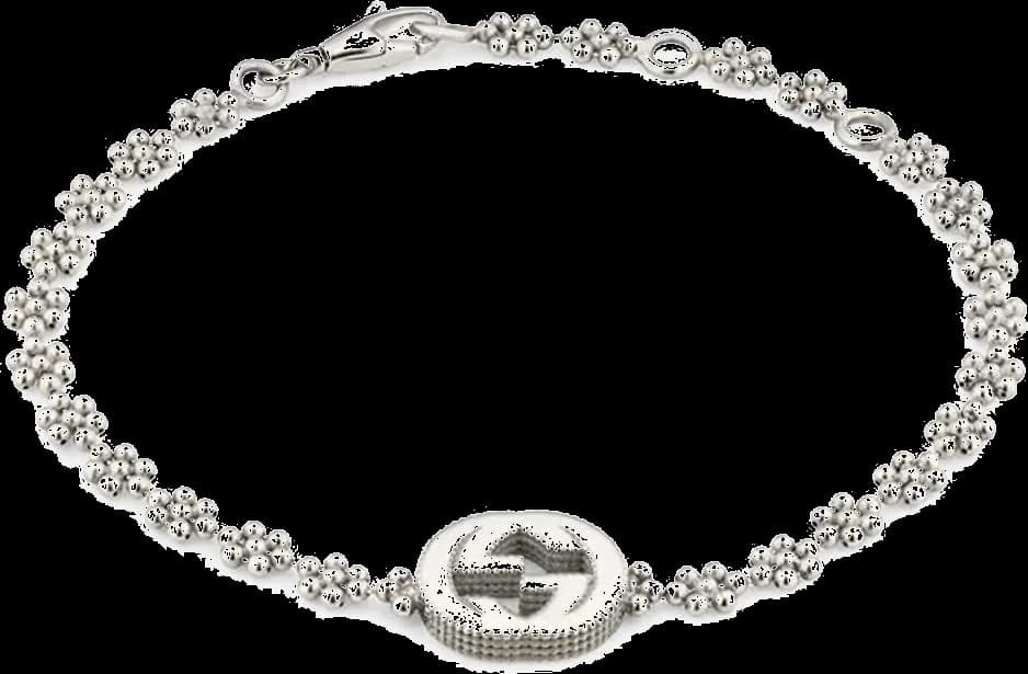 Bracelet Gucci en argent massif motif floral logo double G mousqueton YBA481687001
