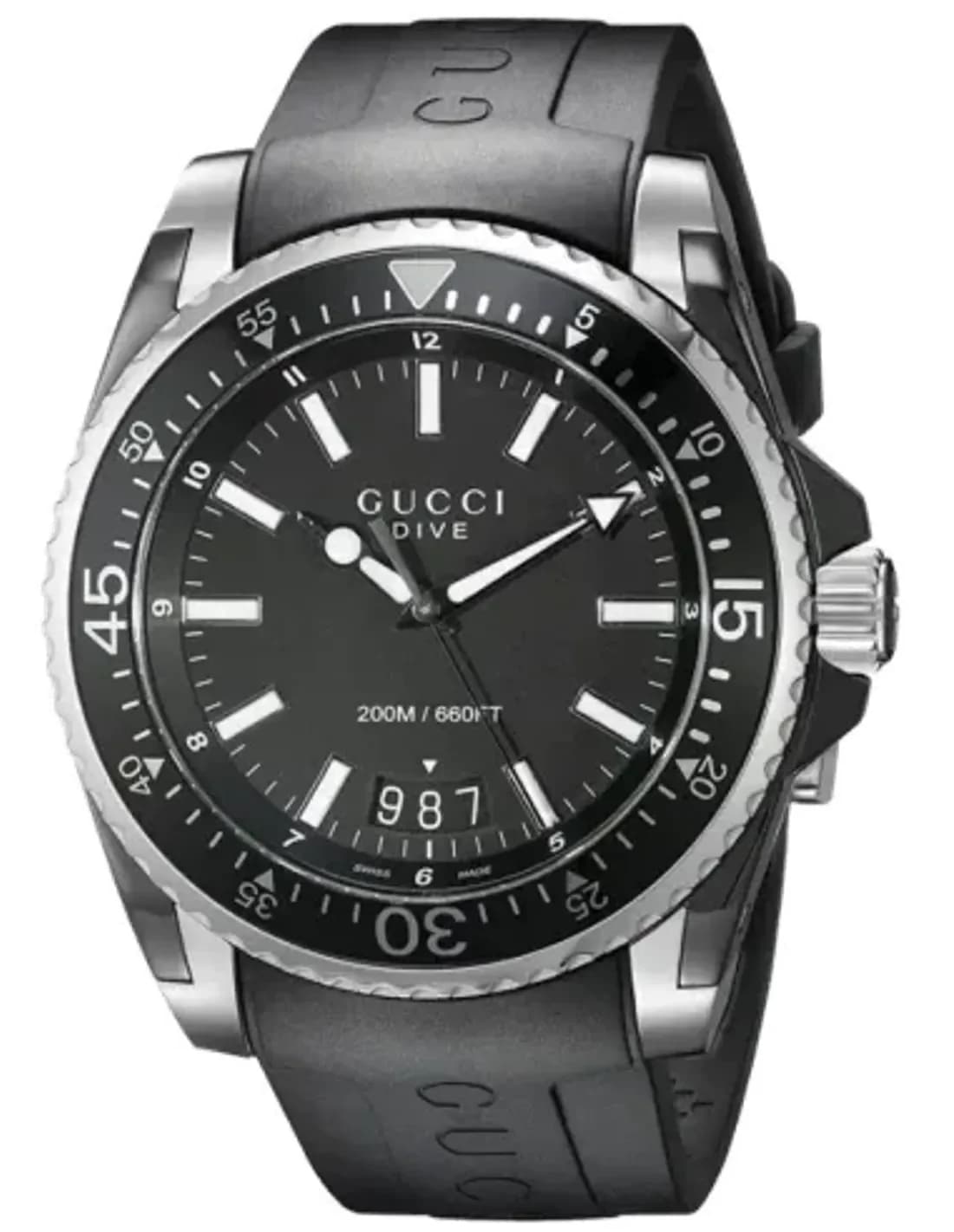 Montre Homme Gucci Dive YA136204 Bracelet en caoutchouc noir