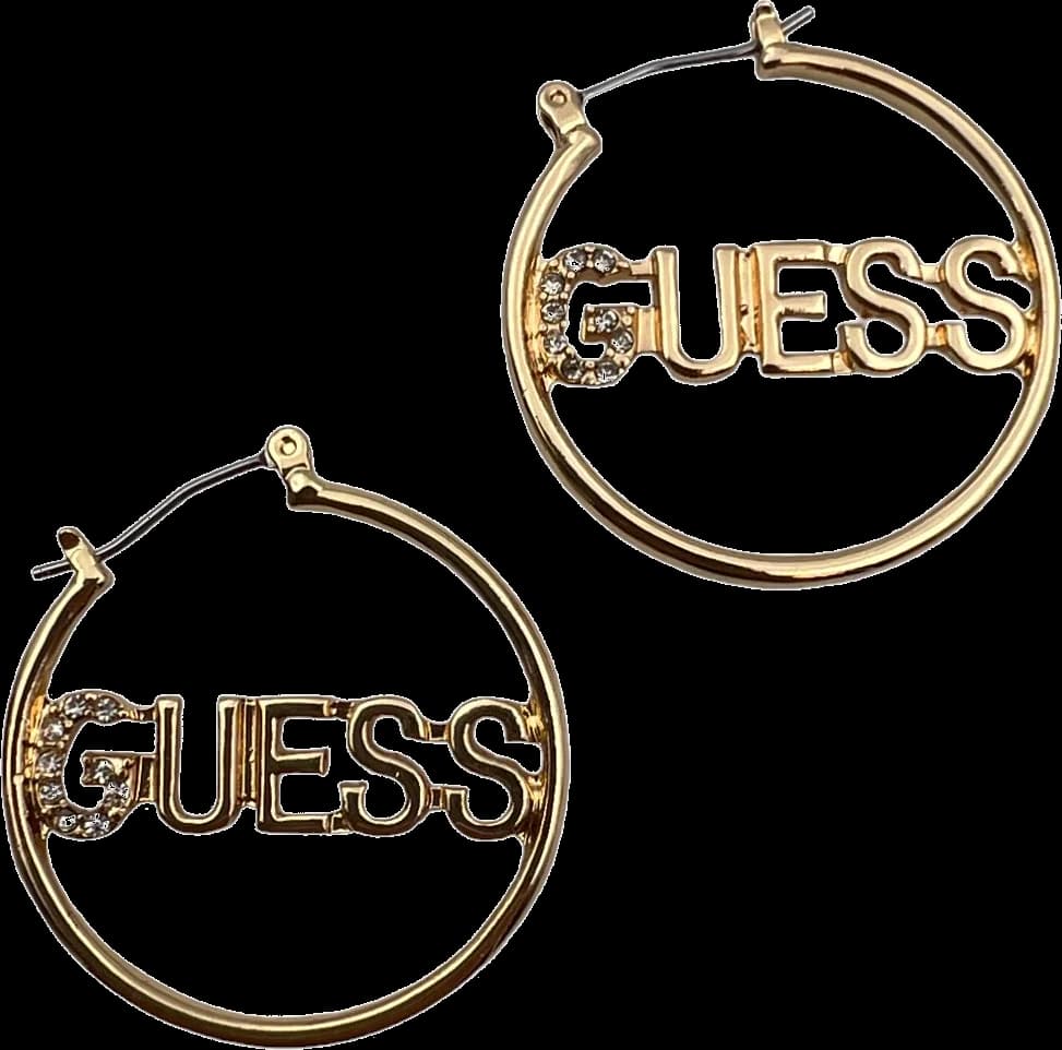 Boucles d'oreilles Guess rondes en métal plaqué or serties de pierres