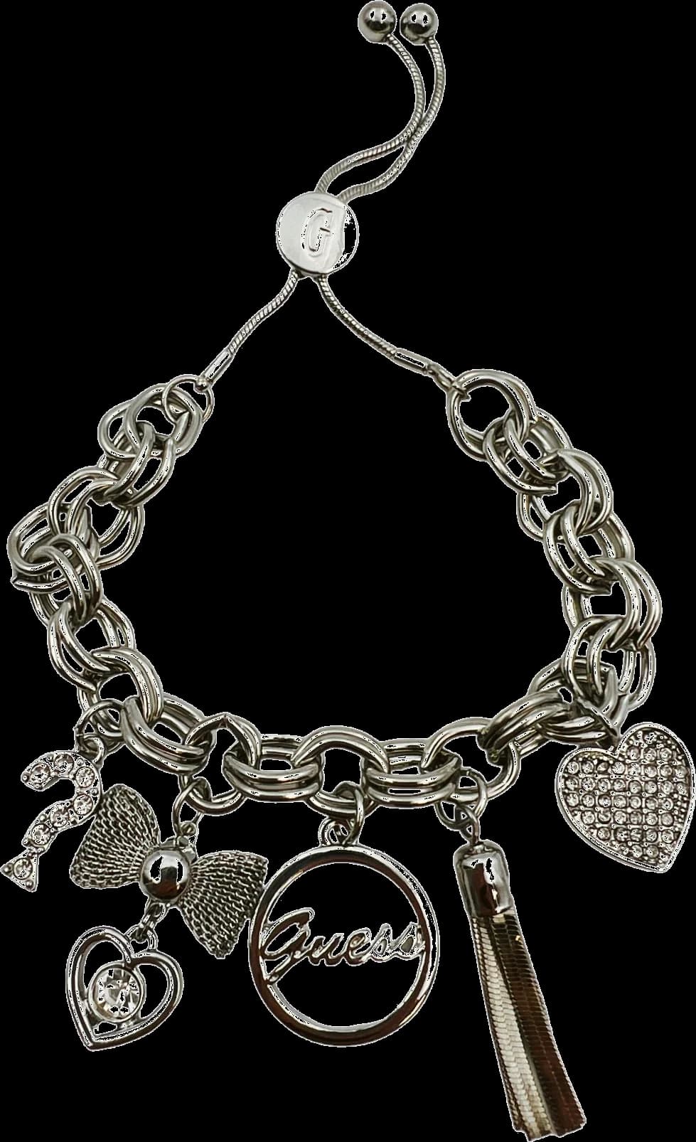 Bracelet Guess à breloques en métal argenté serti de zircon