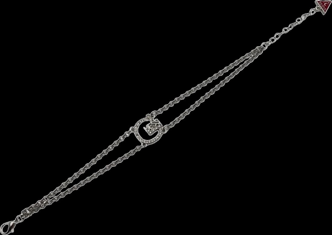 Bracelet Guess ajustable en métal argenté lettre G sertie de cristaux