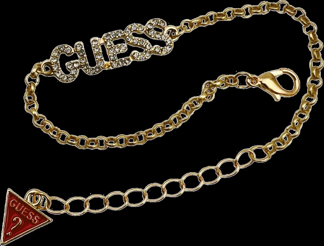 Bracelet Guess ajustable en métal doré jaune serti de cristaux
