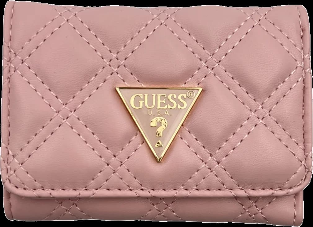 Portefeuille Guess rose en simili cuir avec logo triangle