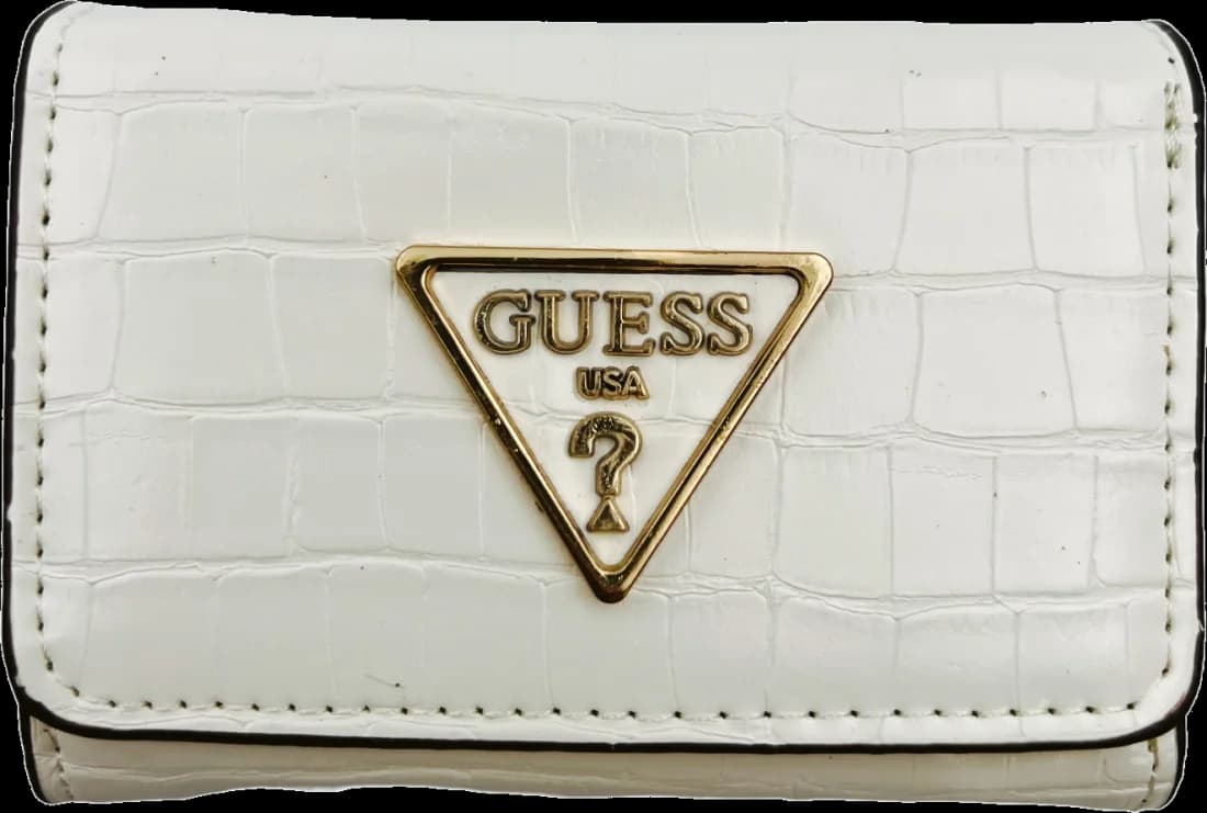 Portefeuille Guess blanc crème en simili cuir glacé avec logo triangle