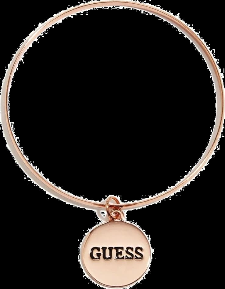 Bracelet Guess en acier or rose avec plaque logo ronde