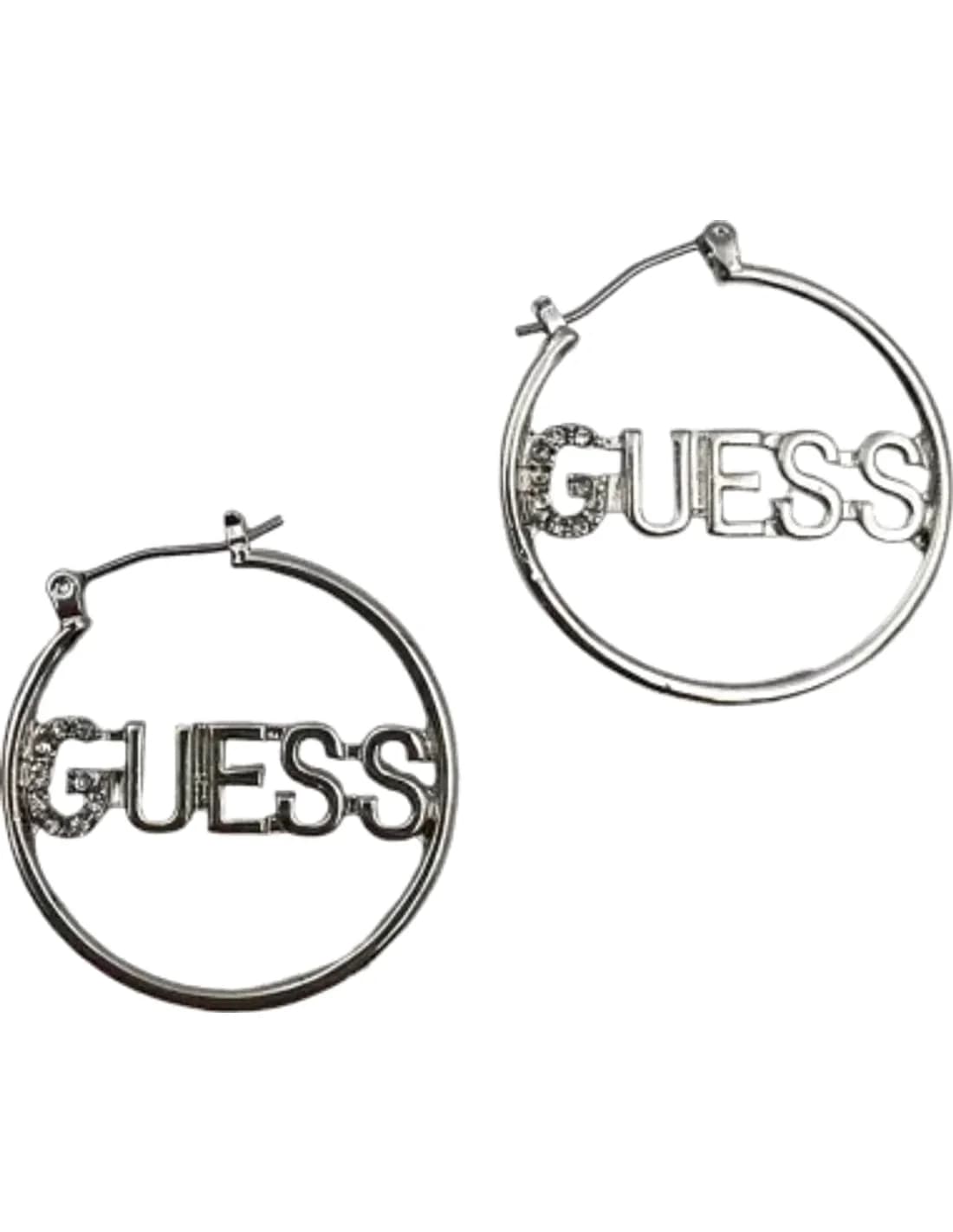 Boucles d'oreilles Guess rondes en métal argenté serties de cristaux