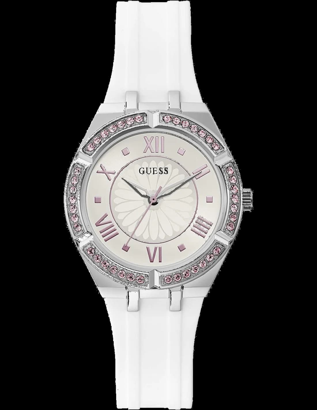 Women's Watch Guess GW0032L1 Sparkling White Silicone and Rhinestone Case