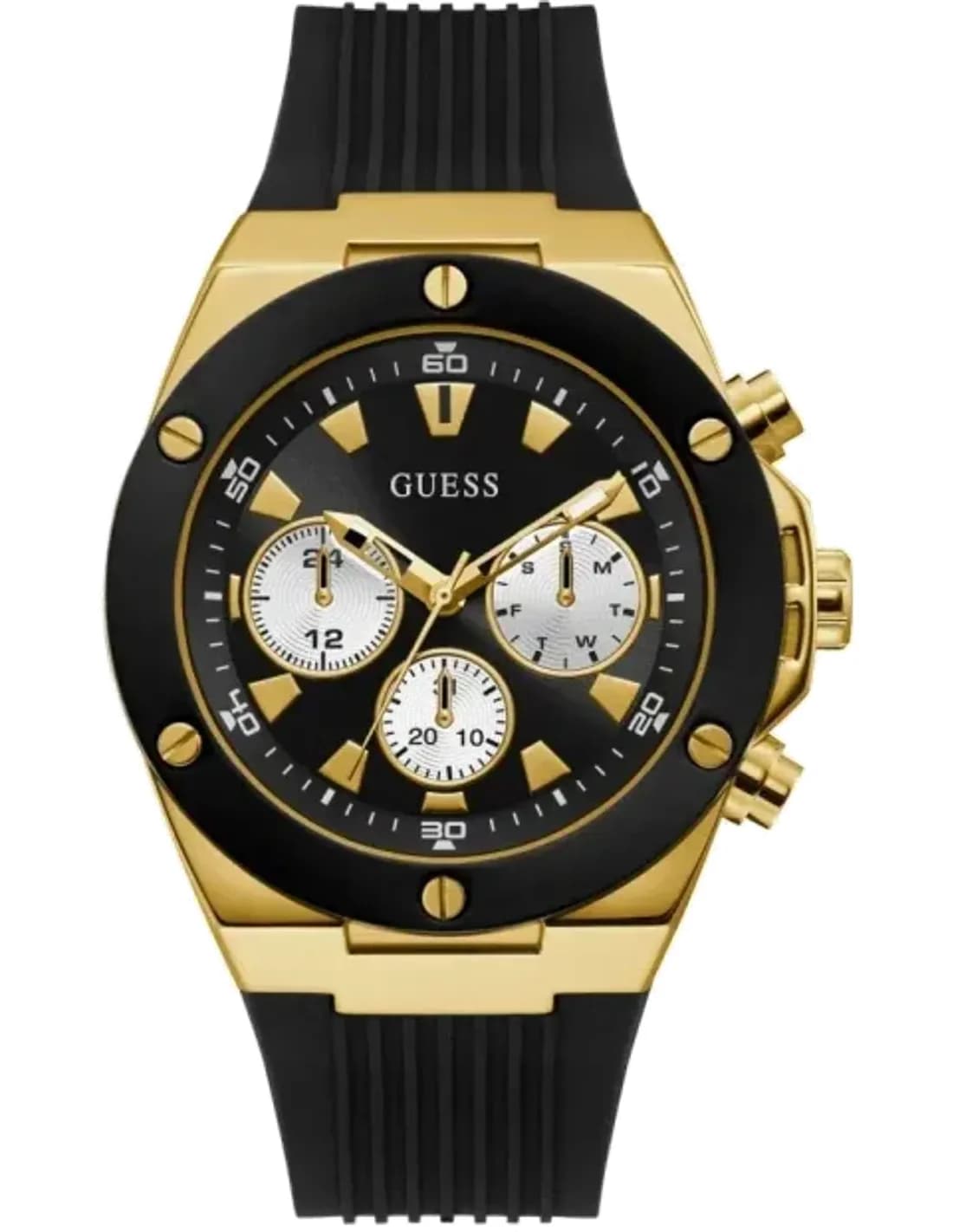 Montre Homme Guess Poseidon GW0057G1 bracelet silicone noir cadran noir multifonction