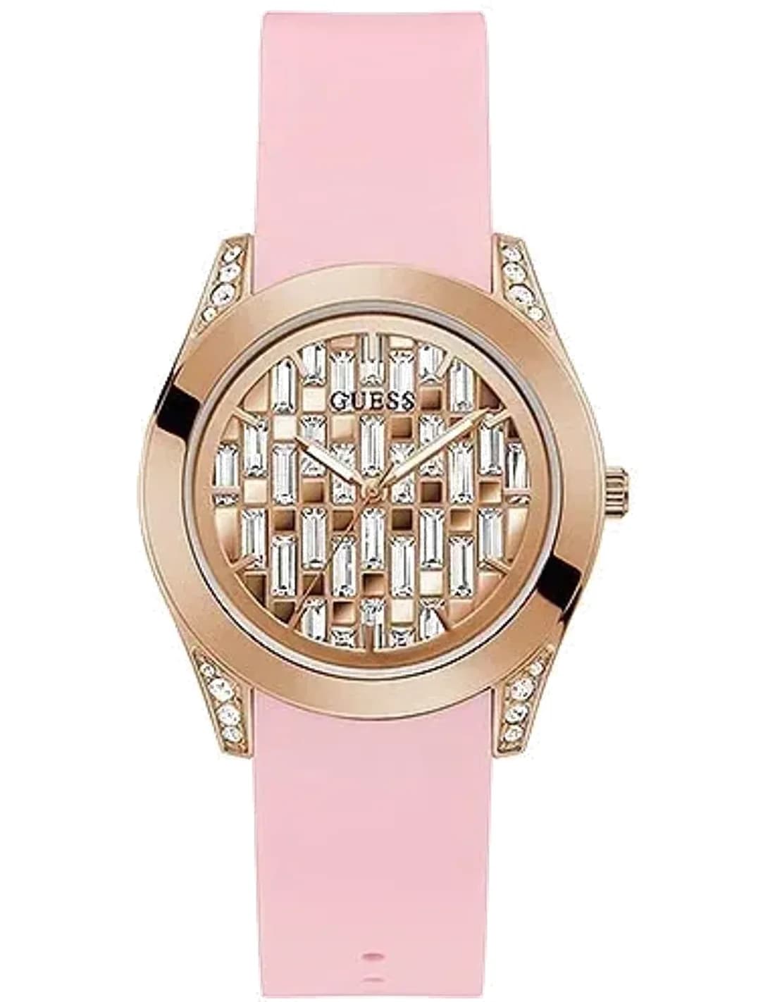 Guess Women's Watch GW0109L2 pink silicone strap rose gold case