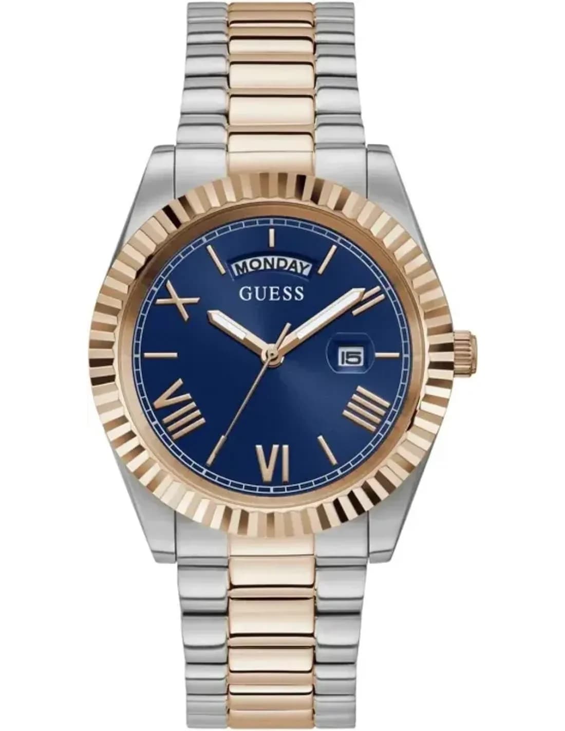 Montre Homme Guess Connoisseur GW0265G12 bracelet acier bicolore cadran bleu