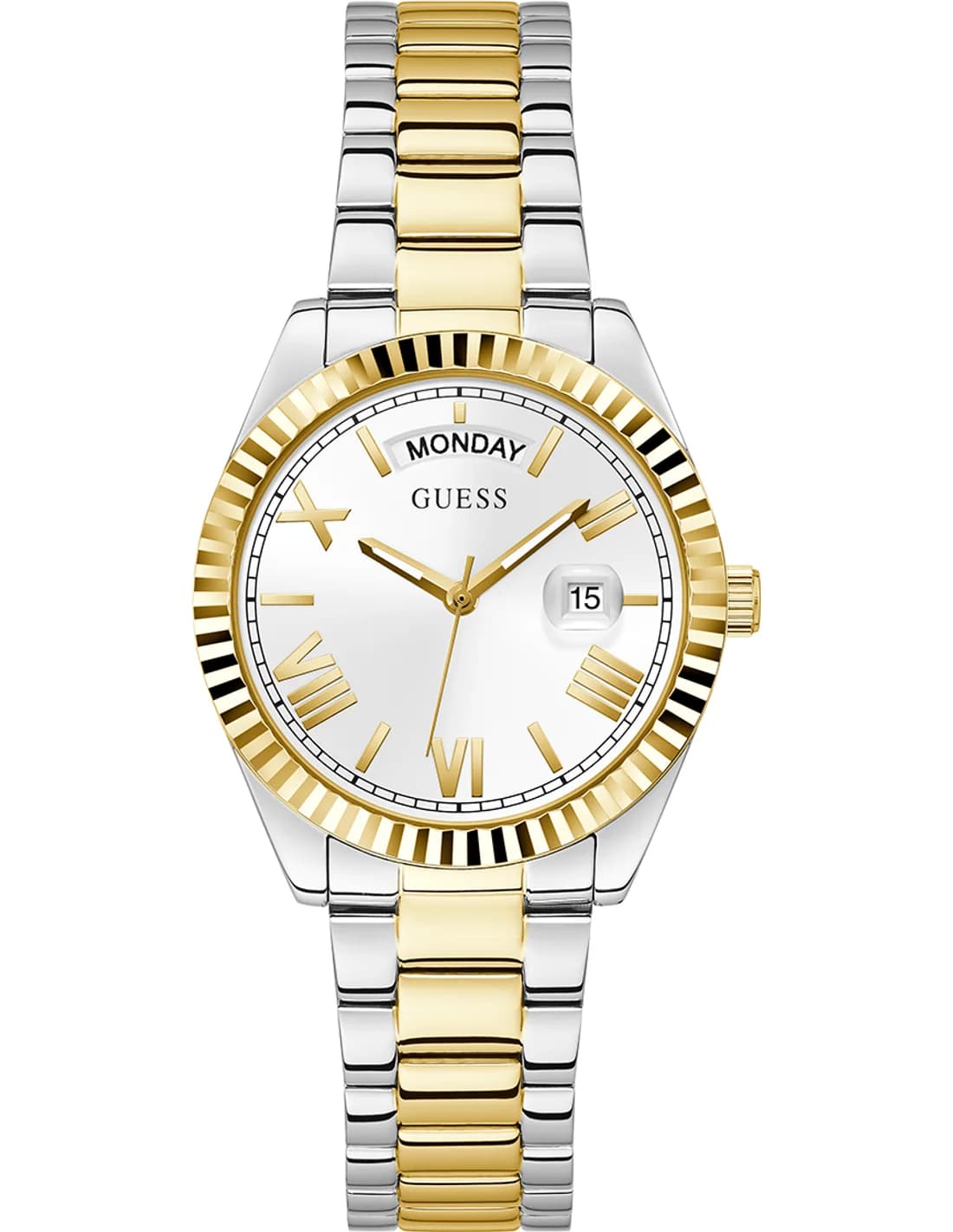 Guess GW0308L6 montre femme, cadran argenté, bracelet acier, moderne