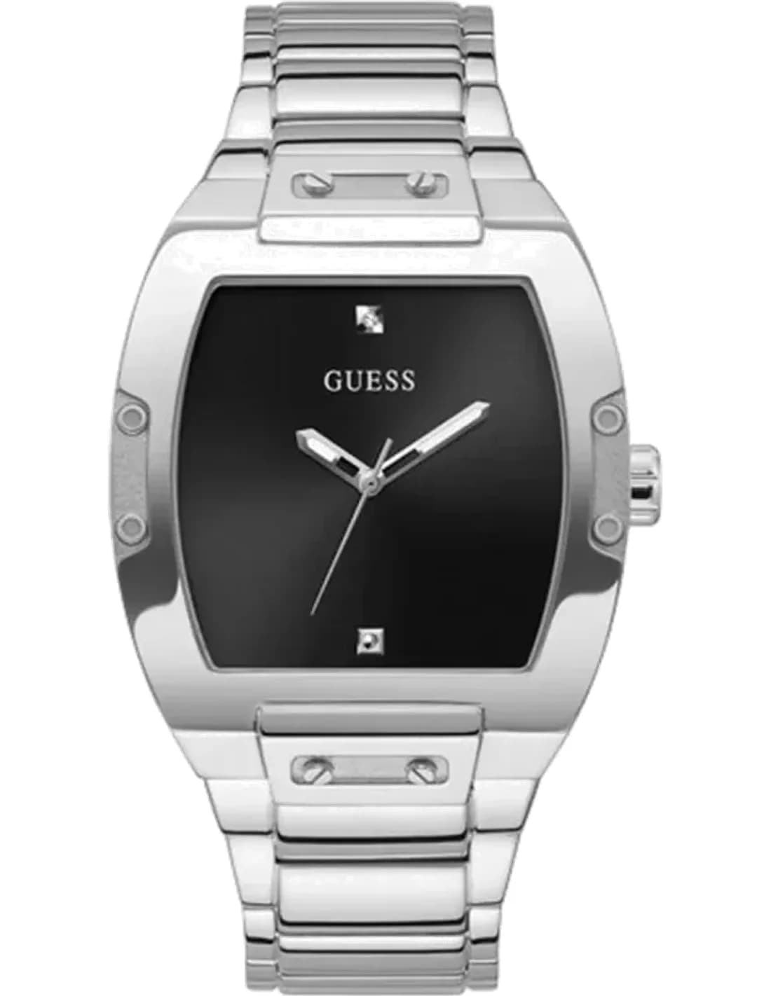 Montre Homme Guess Phoenix GW0387G1 cadran noir bracelet argent en acier