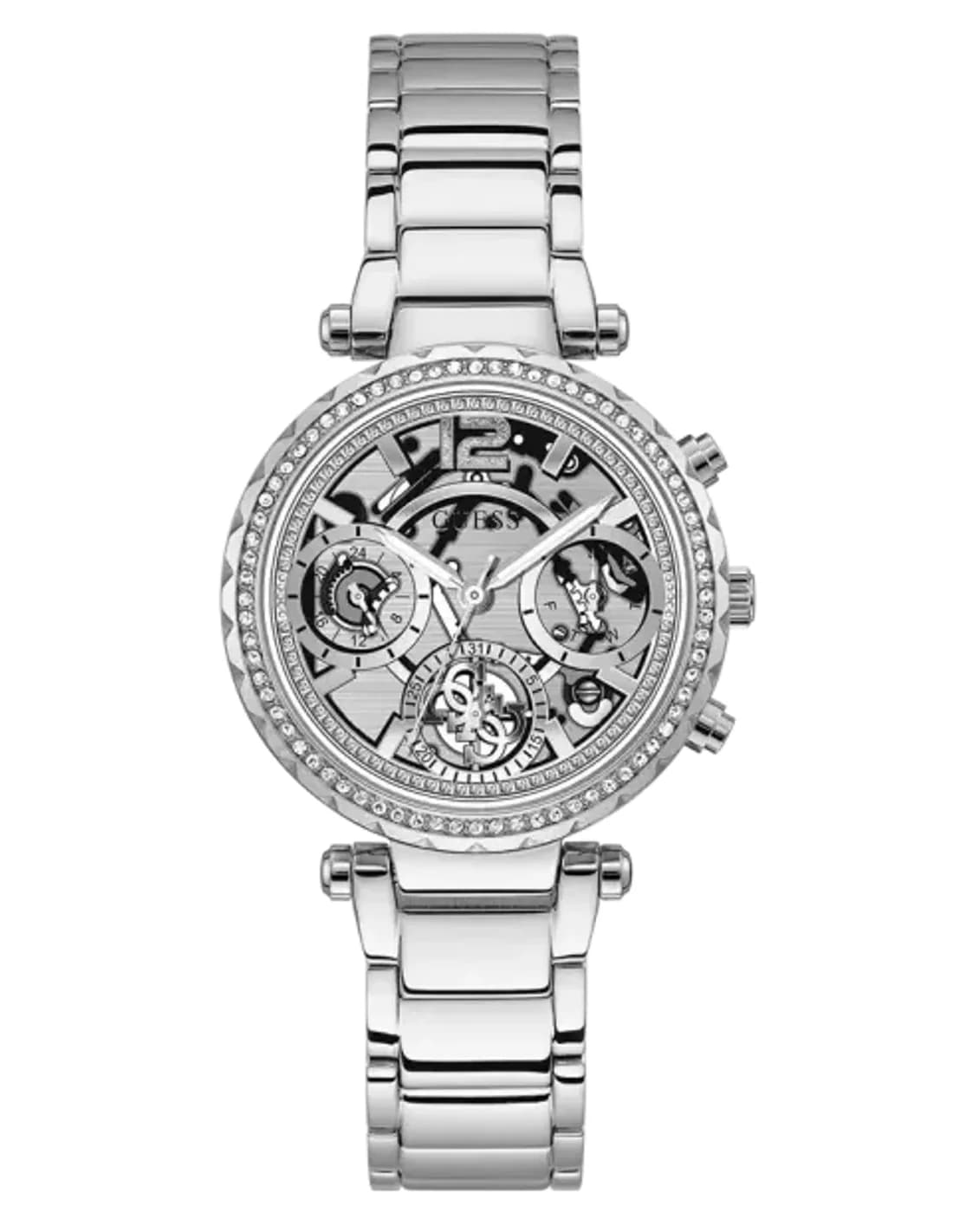 Guess Solstice GW0403L1 Silver Steel Skeleton Dial Women's Watch