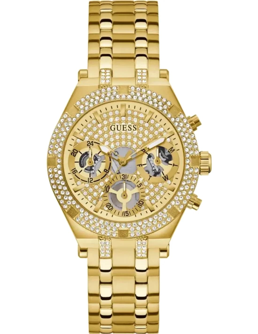 Guess GW0440L2 Heiress yellow gold watch multifunction skeleton dial