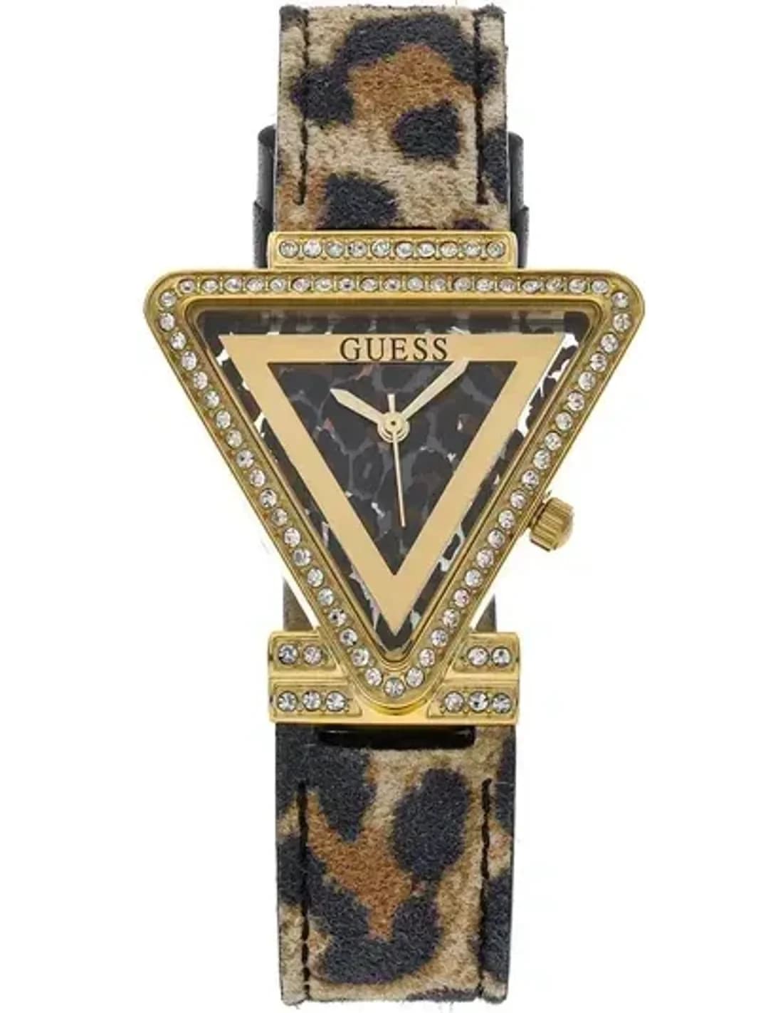 Guess Women's Watch Fame GW0504L3 leopard leather strap gold case with rhinestones