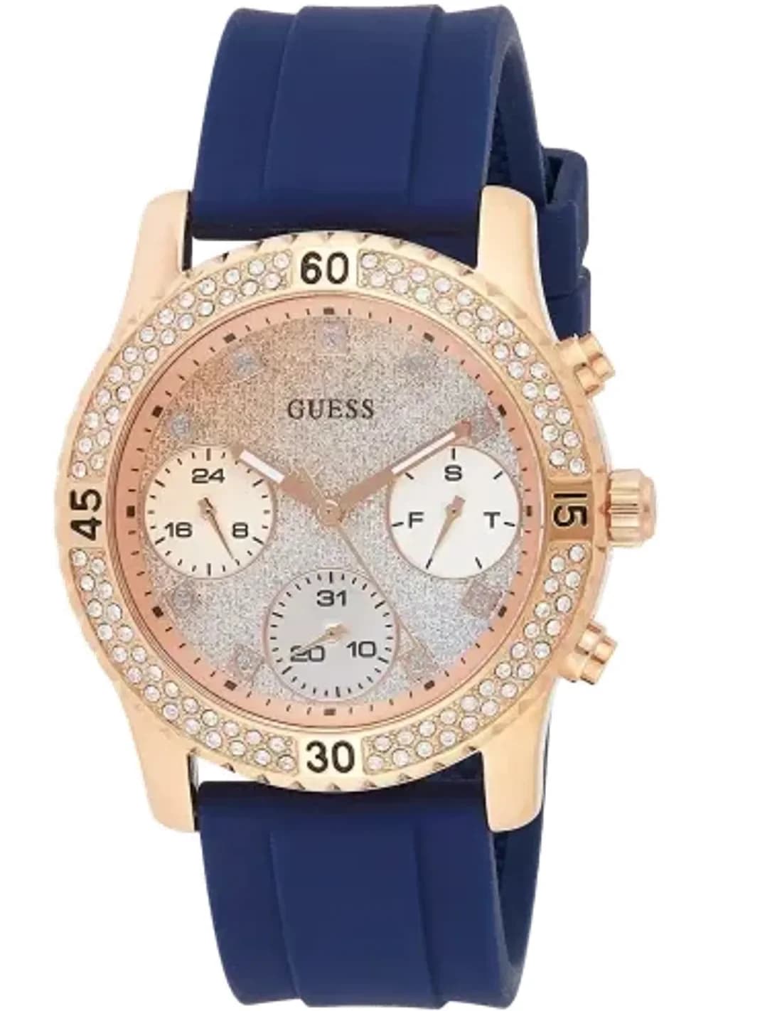 Women's Watch Guess W1098L6 Confetti Blue Silicone and Rose Gold Steel