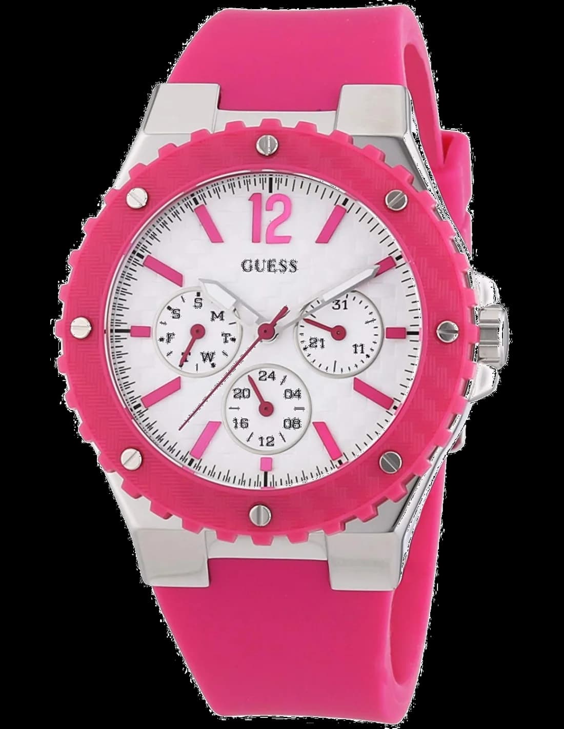Guess W90084L2 Overdrive Fuchsia Resin Strap Women's Watch