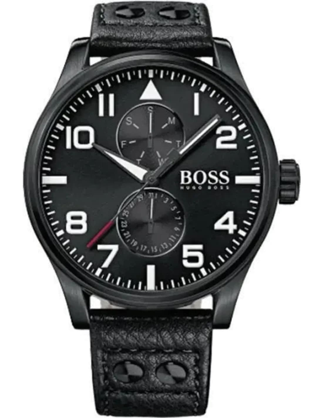 Hugo Boss 1513083 Black Case 45mm and Leather Strap Watch
