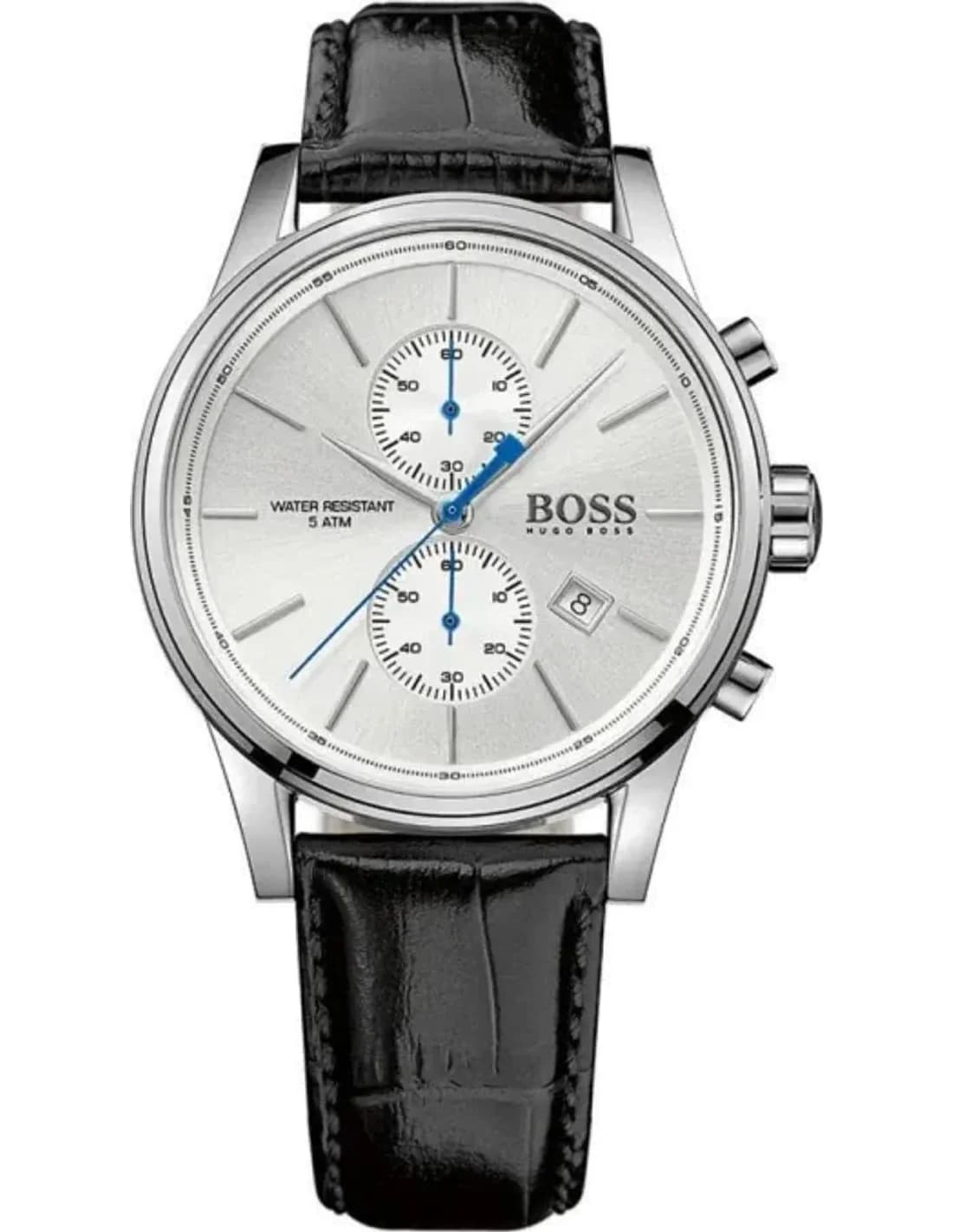 Hugo Boss 1513282 Watch with black leather strap and silver dial