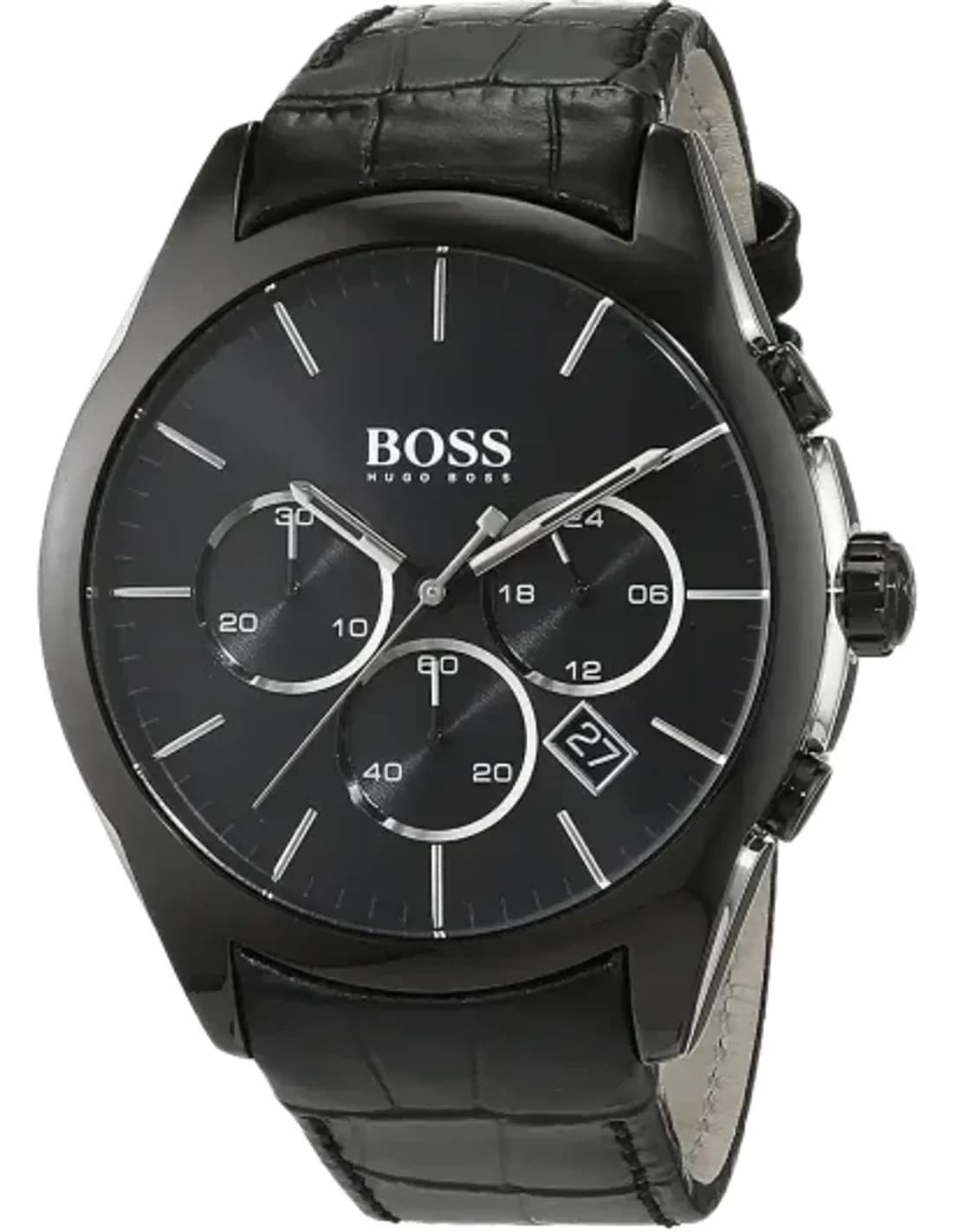 Hugo Boss 1513367 Onyx Chronometer Black Leather Strap Men's Watch