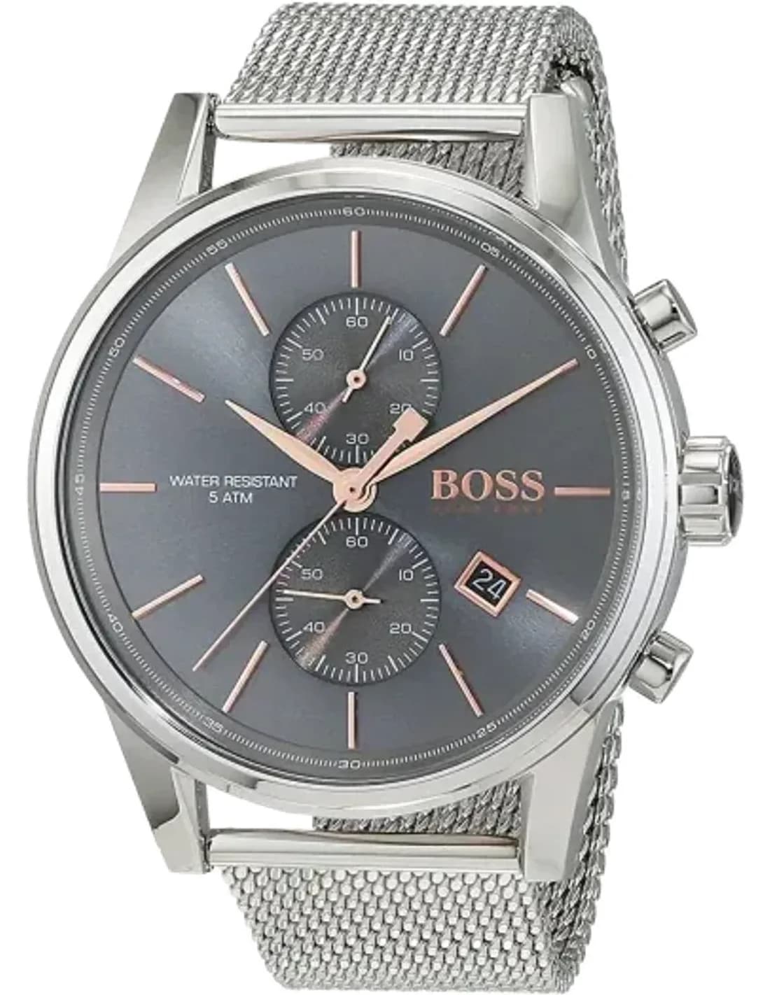 Montre Hugo Boss 1513440 Chronographe Anthracite avec Bracelet Maille Milanaise