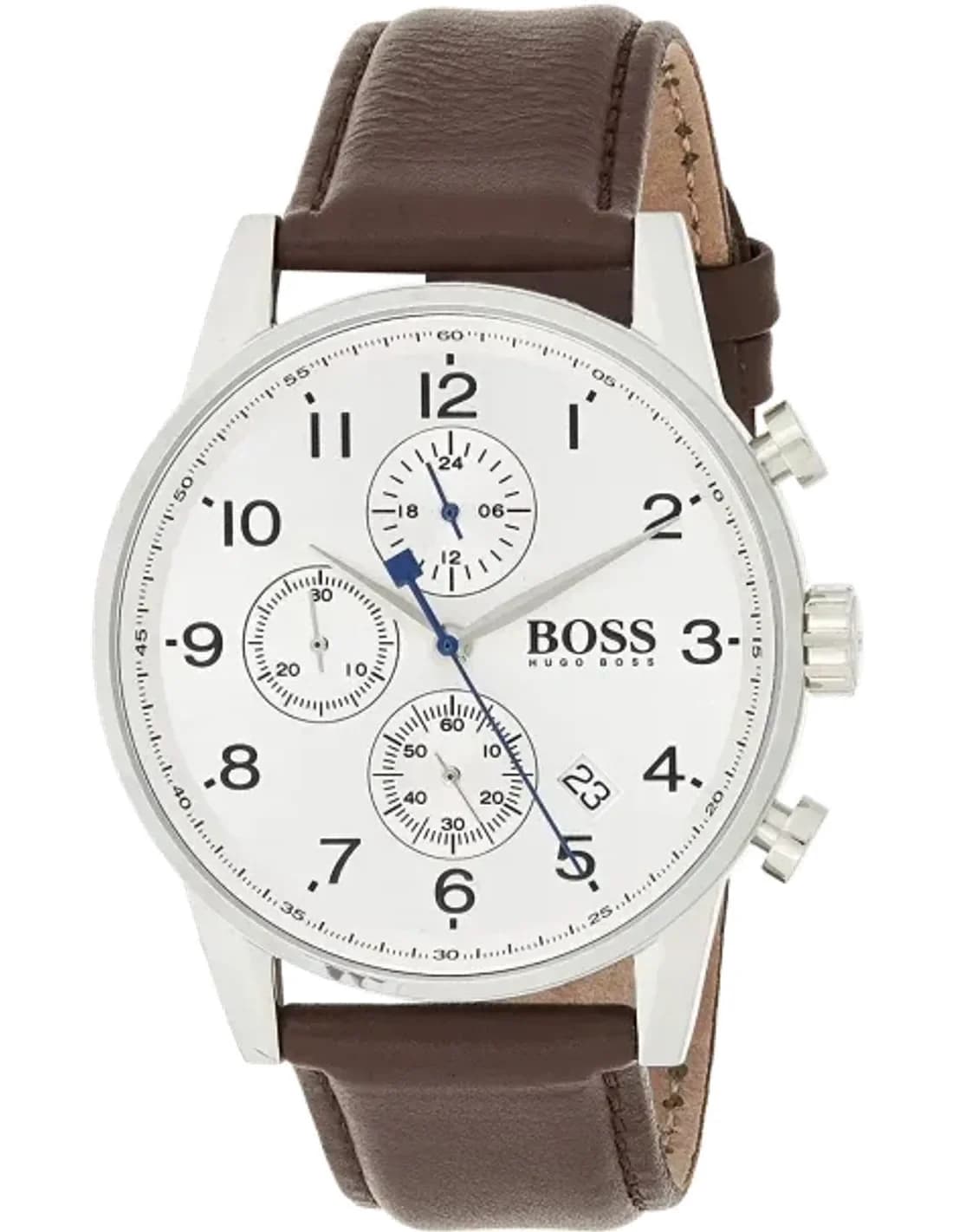 Hugo Boss 1513495 Navigator Grey Dial and Brown Leather Strap Men's Watch