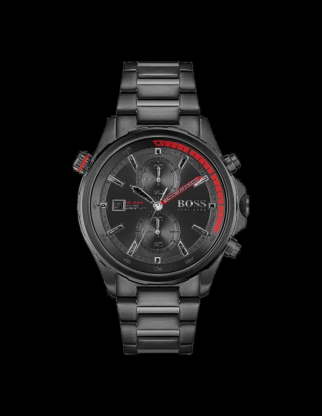 Montre Homme Hugo Boss Globetrotter 1513825 chronographe noir bracelet acier