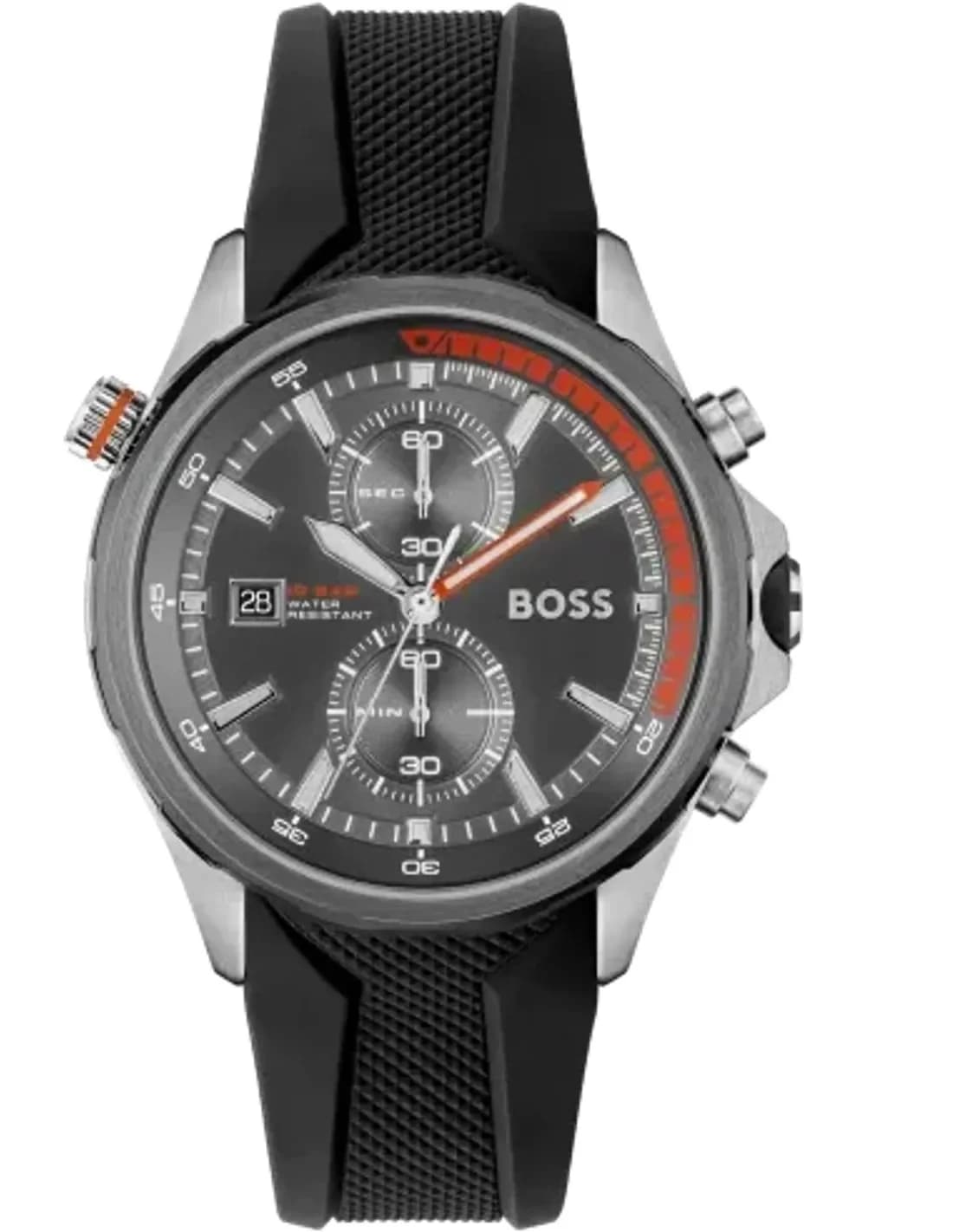 Montre Homme Hugo Boss Globetrotter 1513931 chronographe noir bracelet silicone