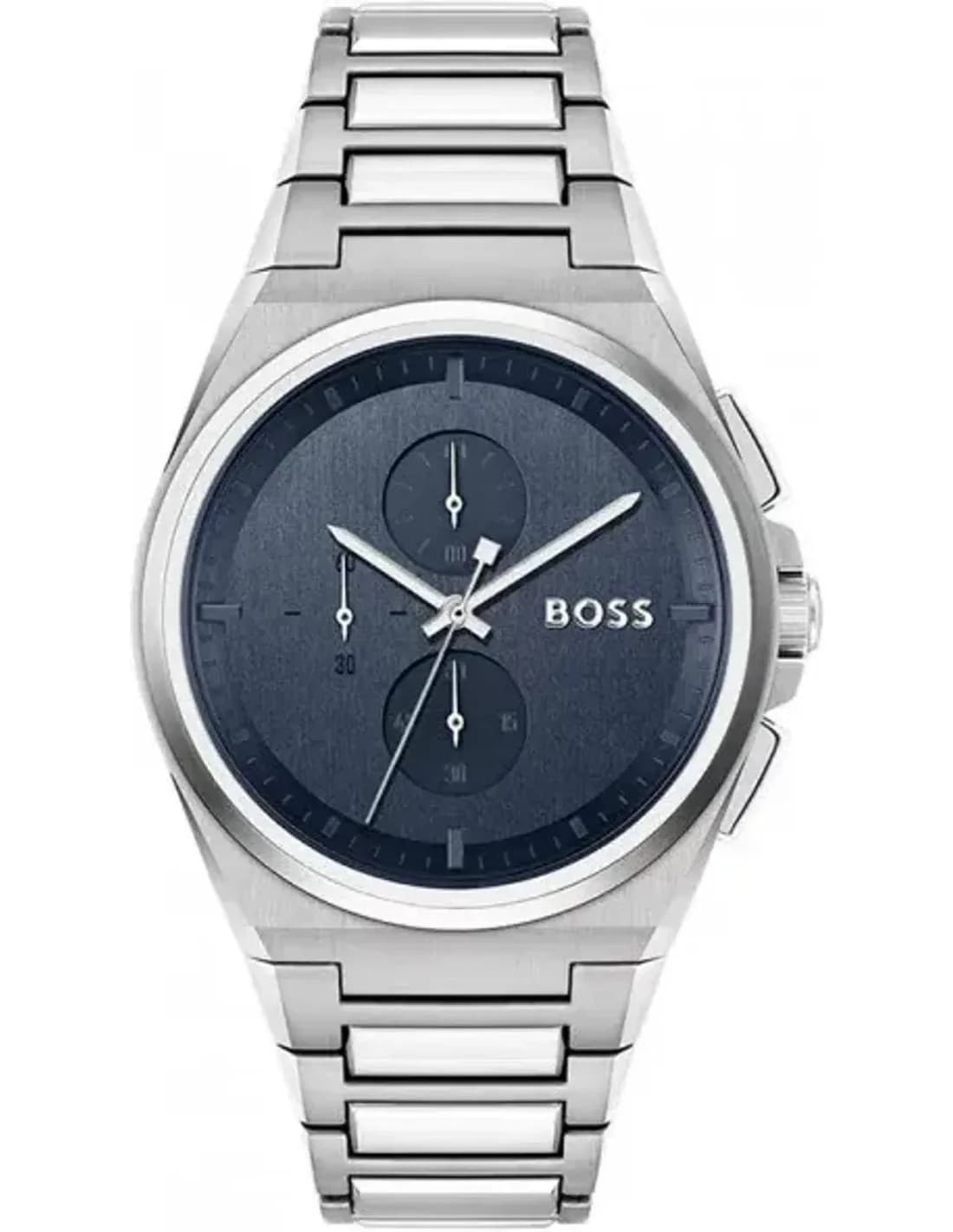 Montre Homme Hugo Boss Steer 1514048 bracelet acier argent cadran bleu