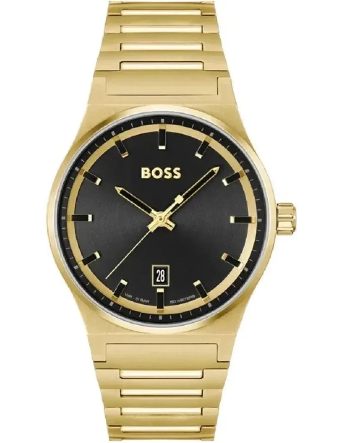 Hugo Boss 1514077 Gold-Plated Stainless Steel Watch with Black Sunray Dial
