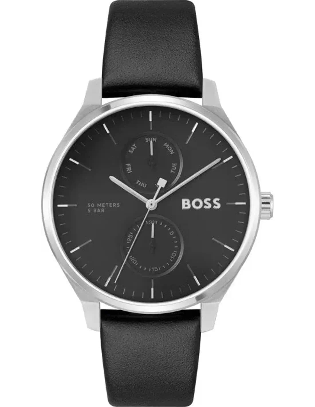 Hugo Boss Tyler 1514102 Men's Watch Black Leather Strap Multifunction Dial